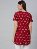 Thumbnail for Anubhutee Maroon & White Geometric Printed Pleated Kurti - Distacart