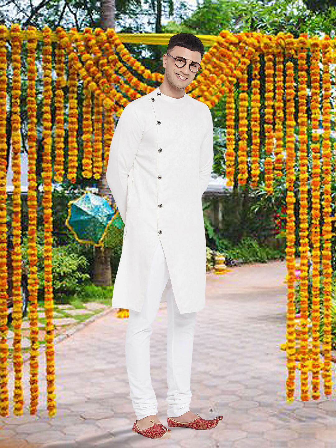 Even Apparels Men's Asymetrical White Sherwani Kurta - Distacart