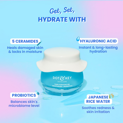 Dot & Key 72Hr Hydrating Gel + Probiotics Moisturizer For Face - Dista