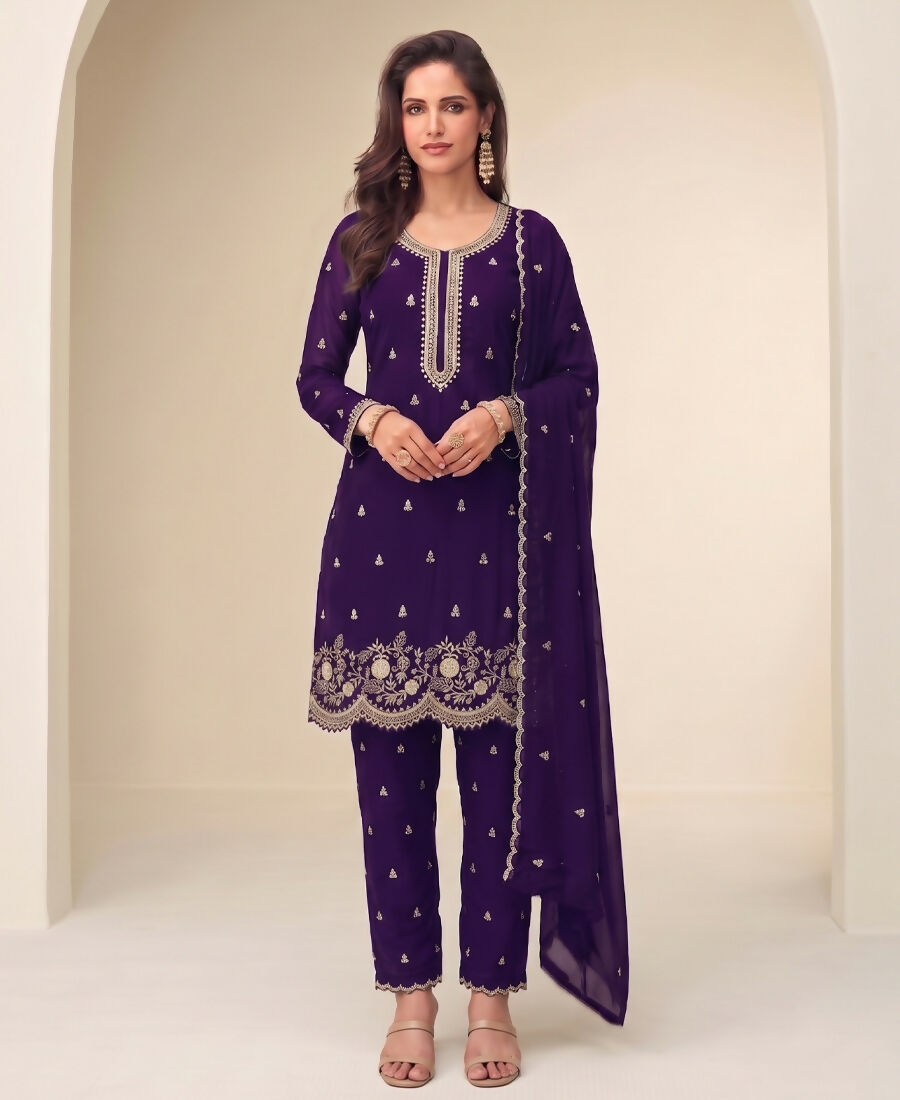 KC Bollywood Style Purple Georgette Suit For Women - Dista