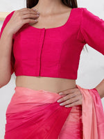 Thumbnail for Joban Fashion Tomato-Pink Dupion Silk Elbow Sleeveless Front Open Blouse
