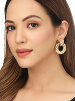 Thumbnail for NVR Women Gold Toned Circular Drop Earrings - Distacart