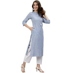 Thumbnail for Anubhutee Women's Cotton Striped Regular Blue Kurta Set - Distacart