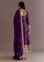 Thumbnail for Teeya Creation Wine Color Chinon Silk Embroidery Work Wedding Wear Gown - Distacart