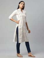 Thumbnail for Ahalyaa Womens Off White Color Pure Cotton Printed Kurtas - Distacart