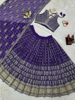 Thumbnail for Jyoti Fashion Women's Royal Blue Faux Georgette Sequins with Thread Embroidered Designer Lehenga Choli Set - Distacart