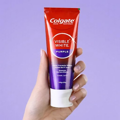 Colgate Visible White Purple Toothpaste For Teeth Whitening Helps Remove Surface Stains, Whitens Yellow - Distacart