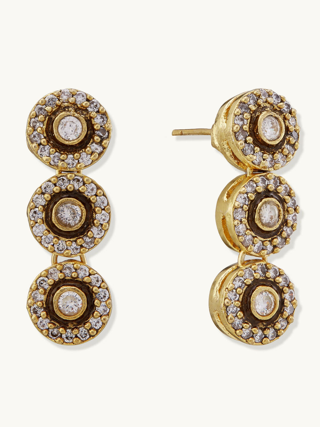 Nuyug 22K Gold-Plated Zircon Studded Enamel Embellished Dual Layered Necklace Set