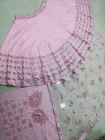 Thumbnail for Jyoti Fashion Dreamy Baby Pink Silk Thread with Paper Mirror & Cut work Lehenga Choli with Dupatta - Distacart