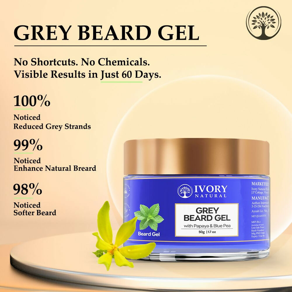 Ivory Natural Grey Beard Gel Restores Dark Shine & Vibrant Of Beard - Distacart