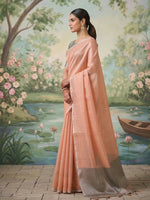 Thumbnail for Shree Shyam Fashion Peach Tissue Silk Saree - Distacart