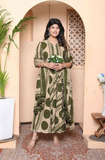 Thumbnail for Miravan Women'S Polka Dot Printed Pure Cotton Anarkali Kurta With Dupatta - Distacart
