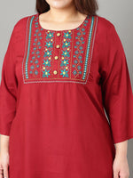 Thumbnail for Sztori Plus Size Floral Yoke Design Straight Kurta