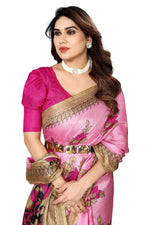 Thumbnail for Vamika baby pink Printed Art Silk Saree - Distacart