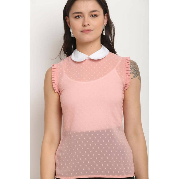 Aastha Fashion Women's Light Pink Georgette Solid Casual Top - Distacart