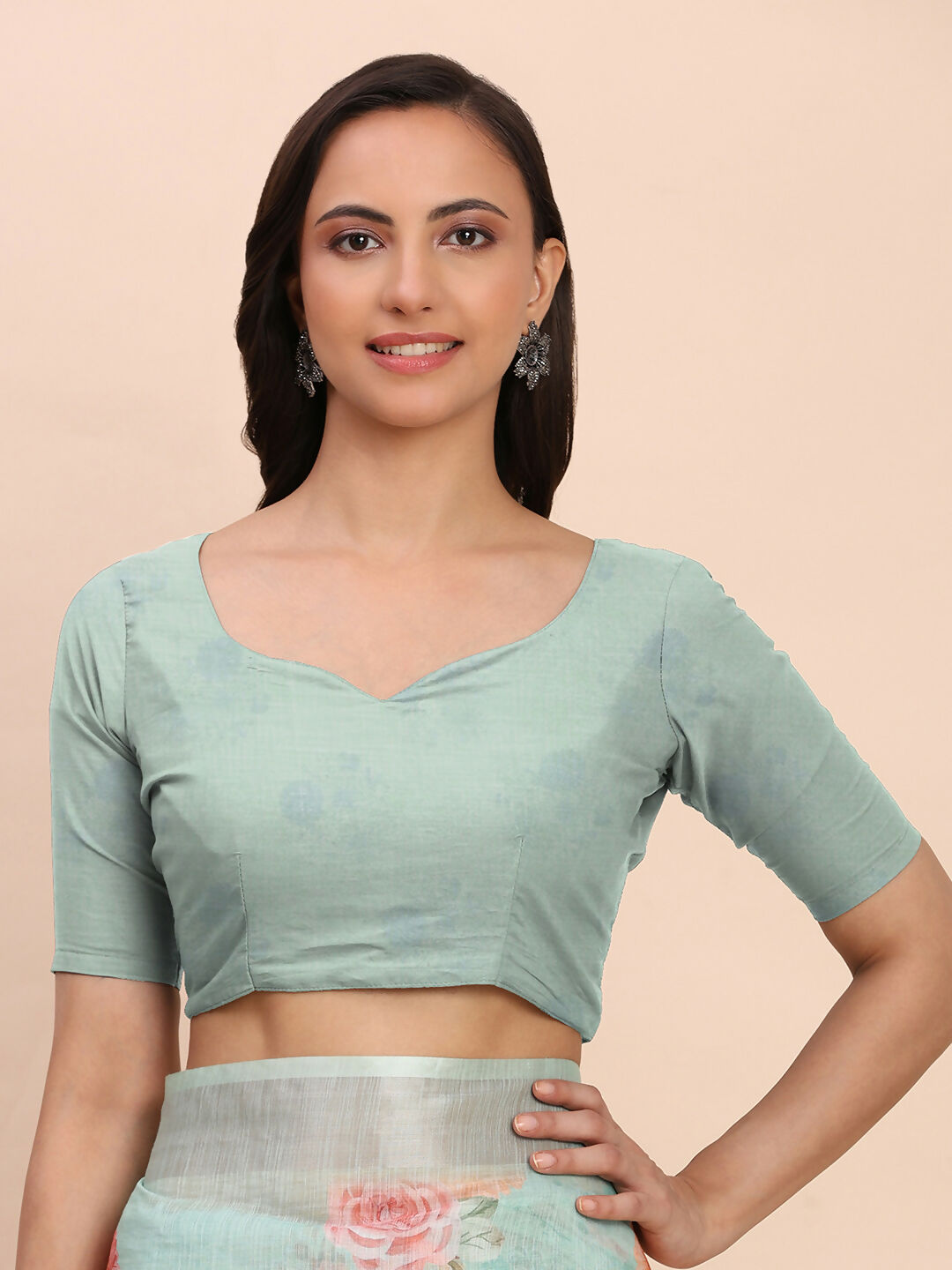 Astita Linen Cotton Sea Green Saree