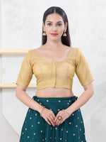 Thumbnail for Joban Fashion Gold Tissue Elbow Sleeveless Front Open Blouse
