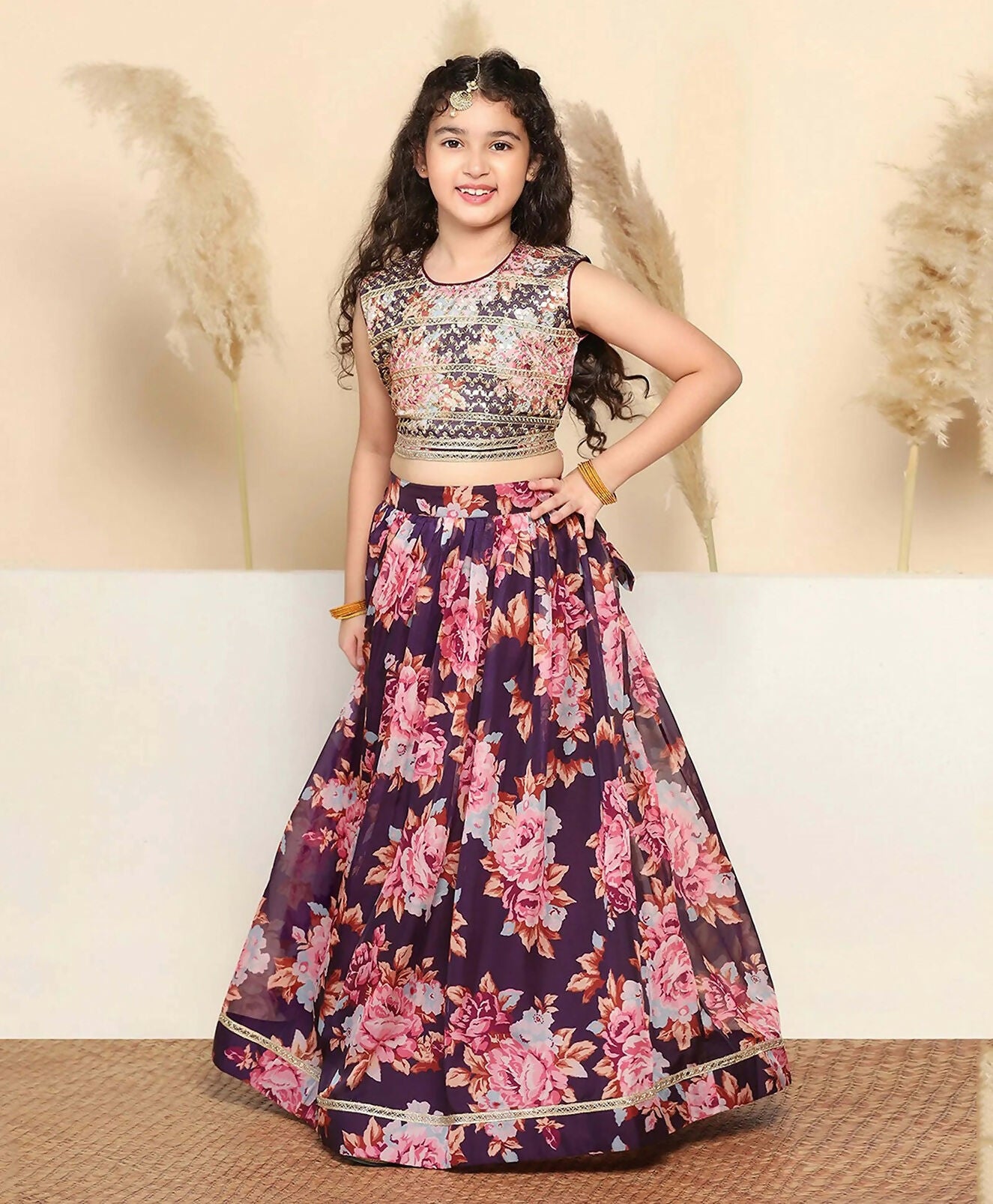Joban Fashion Girl's Wine Color Lehenga Choli