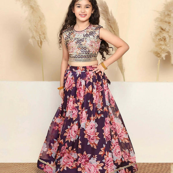 Joban Fashion Girl's Wine Color Lehenga Choli