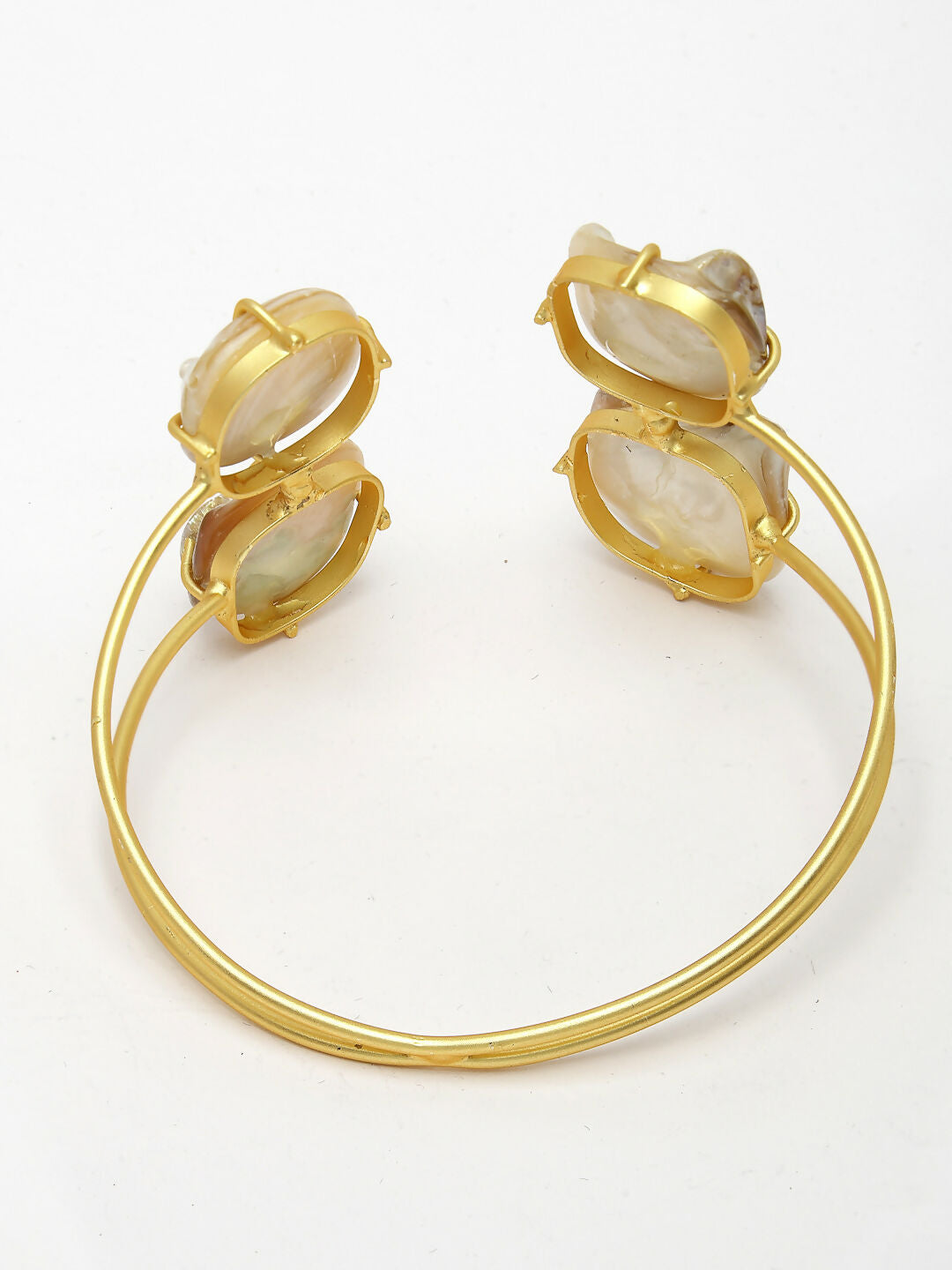 NVR Women's Gold-Plated Mother of Pearl Handcrafted Cuff Bracelet - Distacart