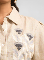 Thumbnail for Joban Fashion Beige Linen Embroidered Readymade Cord Set - Distacart