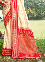 Thumbnail for Shree Shyam Fashion Cream Soft Silk Saree - Distacart