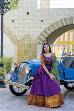 Thumbnail for Aastha Fashion Women's Purple Silk Jacquard Woven with Embroidery Anarkali Dress with Dupatta - Distacart