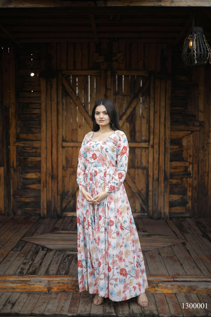 Aayaa Georgette Gown With Heavy Digital Print - Multi Color - Distacart