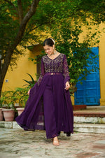 Thumbnail for Joban Fashion Purple Readymade Kurta Set With Sequence embroidery Work