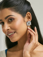 Thumbnail for Nuyug 22K Gold-Plated Crystal & Zircon Stone Studded Floral Studs