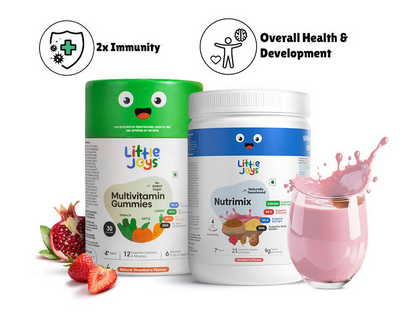 Little Joys Multivitamin Gummies & Nutrimix Immunity Boosting Kit 7+ Years - Strawberry - Distacart