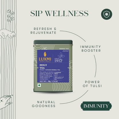 Luxmi Estates Holy Tea Tin - Tulsi Herbal Infusion - Dista