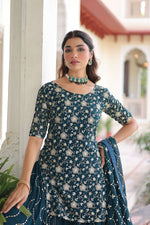 Thumbnail for Joban Fashion Rama Green Readymade Kurta Set With Sequence embroidery Work - Distacart