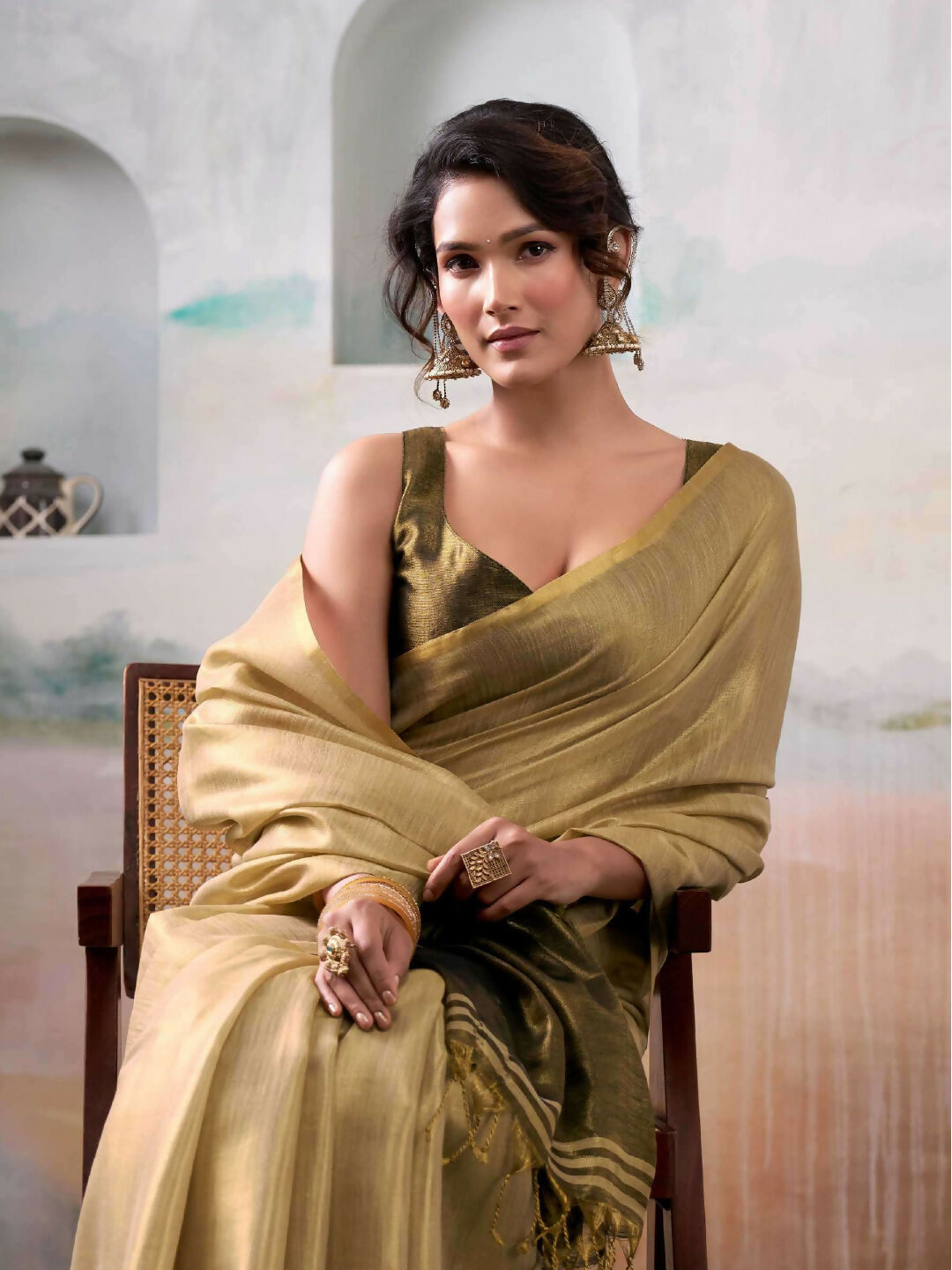 Astita Tissue Silk Golden Saree
