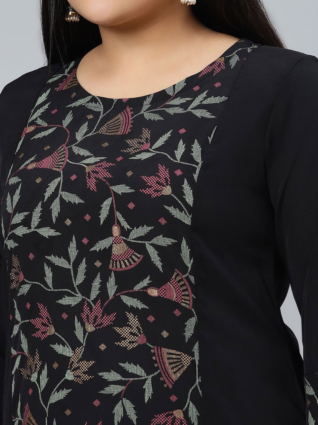 Sztori Plus Size Floral Printed Straight Kurta With Trouser - Distacart