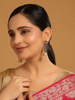 Thumbnail for Nuyug 22K Gold-Plated Blue Onyx & Pearl Studded Dome Shaped Jhumkas