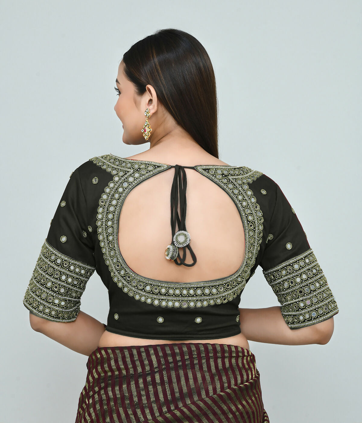 Joban Fashion Women's Black Embroidered Stitched Blouse