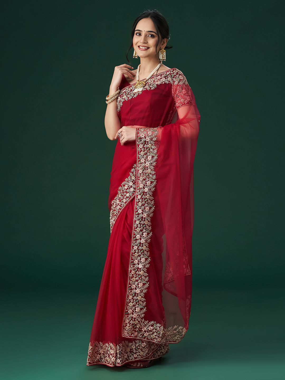 kasee Women's Aari Work Embroidered Net Sarees - Distacart