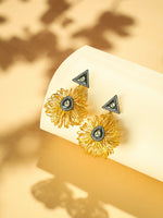 Thumbnail for Nuyug 18K Gold-Plated Stones & American Diamond Studded Contemporary Wire Drop Earrings