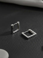 Thumbnail for NVR Men's Silver Plated Geomatric Shaped Hoop Earrings - Distacart