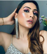 Thumbnail for Silver Zircoin Long Danglers In Sparkling White Earrings. By House of Ree - Distacart
