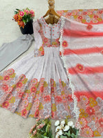 Thumbnail for Teeya Creation Multi Color Organza Silk With Digital print With Embroidery Gown