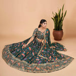 Thumbnail for Aastha Fashion Women's Bottle Green Faux Georgette Zari & Sequins Embroidery Party Wear Lehenga Choli - Distacart