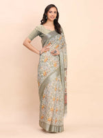 Thumbnail for Astita Linen Cotton White Saree