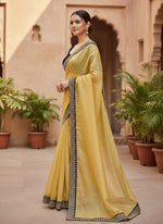 Thumbnail for Joban Fashion Yellow Soft twill Net Party Wear Sarees - Distacart