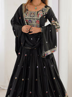 Thumbnail for Joban Fashion Black Lehenga Crepe silk Coding Dori with Sequence with Rivet Moti