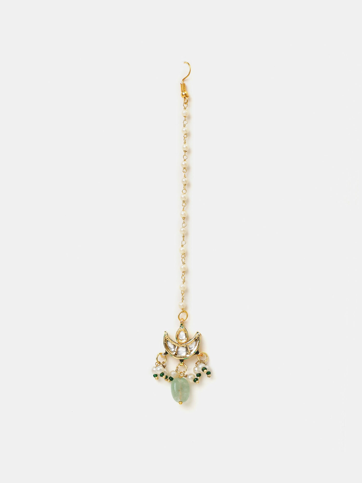 Ruby Raang Pearl Glow Necklace With Matching Earrings And Maang Tikka - Distacart