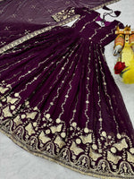 Thumbnail for Teeya Creation Womens New Trendy Heavy Cording Sequence & Beads Embroidery Work Purple Gown Set - Dista