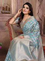 Thumbnail for Aastha Fashion Sky Soft Organza Silk Weaving Saree - Distacart