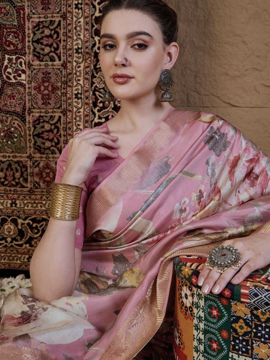 Anouk Floral Zari Silk Blend Sungudi Saree - Distacart
